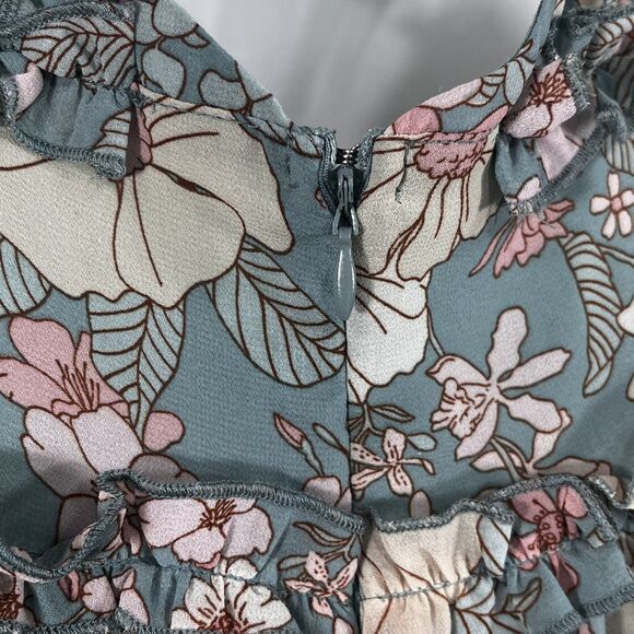 HYFVE Dress Womens Small Blue Pink Floral Ruffle Tiered Boho Summer Fairy - Picture 13 of 16